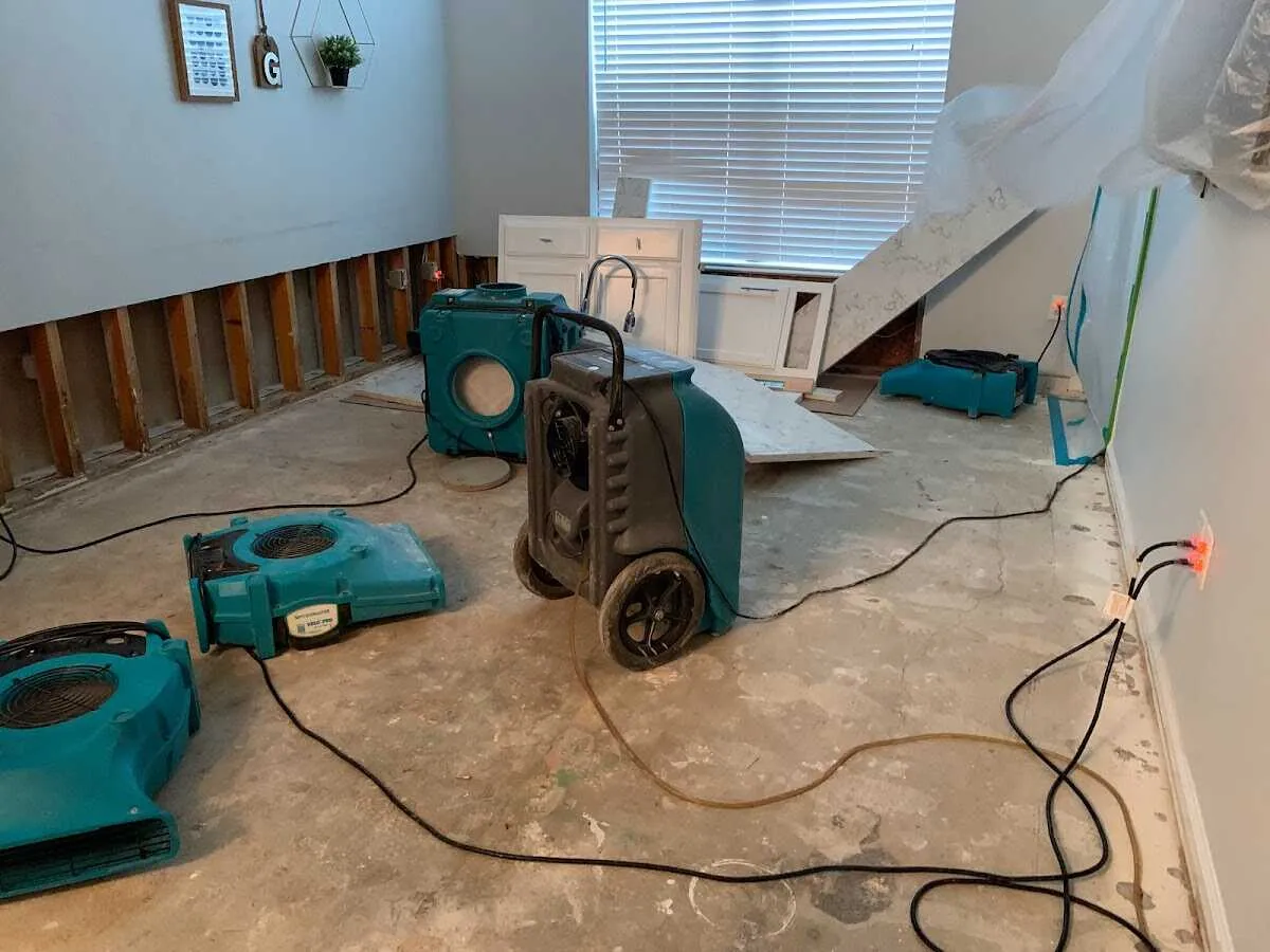 Dehumidifier in flood-cut room for Water Damage Restoration in Stansbury Park